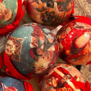 Vintage Twelve Antique Santa Ornaments